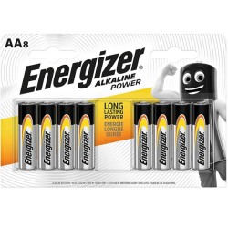 8 Batterie AA Stilo Energizer Alkaline Power LR6 1.5V