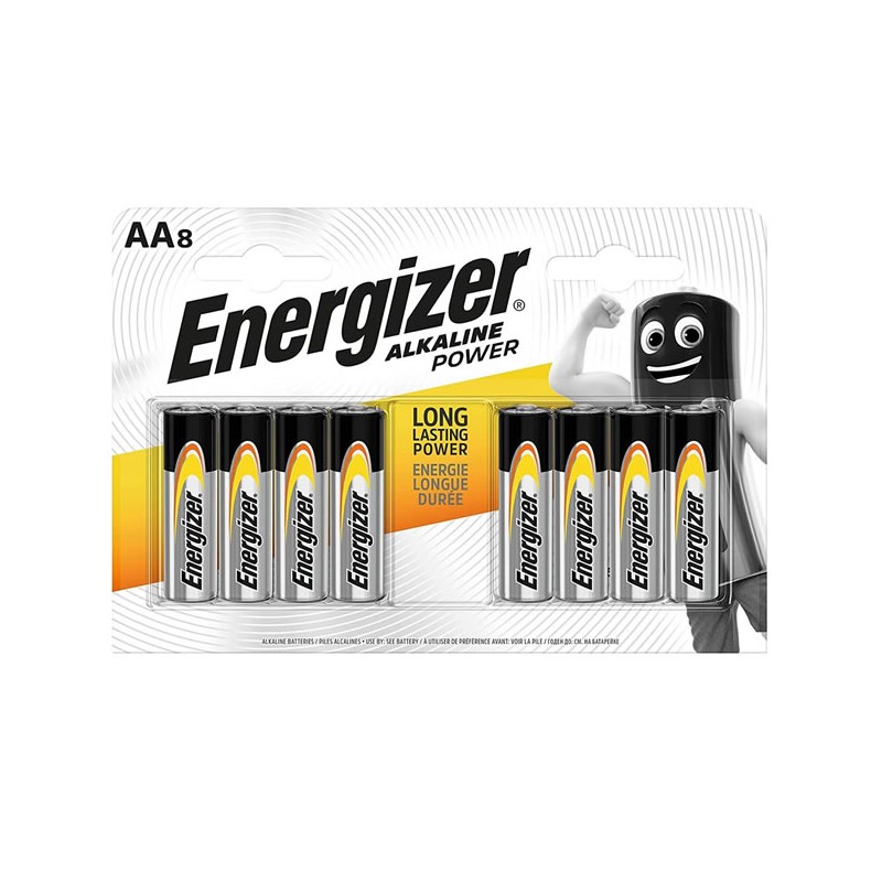 8 Batterie AA Stilo Energizer Alkaline Power LR6 1.5V