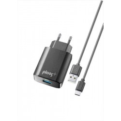 KIT Carica Batterie 18W QC3 + Cavo USB to Type-C NERO PLTCKIT18WTYCK