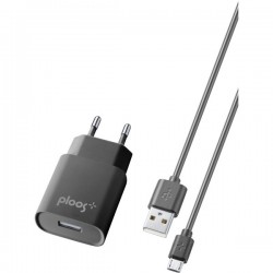 KIT CARICA BATTERIA RETE 1A MICROUSB NERO PLTCKIT1AMUSBK PLOOS
