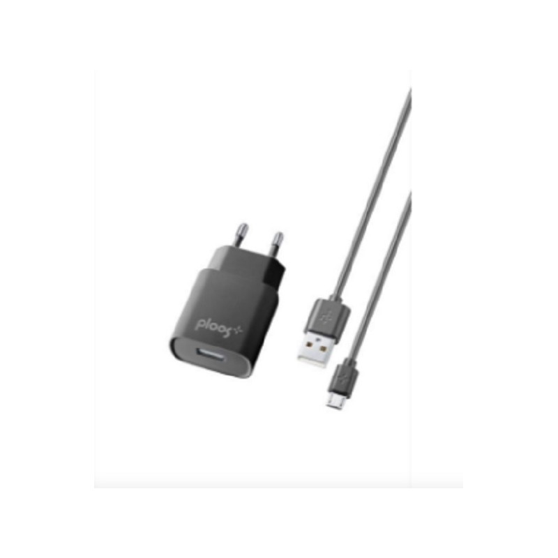 KIT Carica Batterie Rete 2A MICRO USB NERO PLOOS PLTCKIT2AMUSBK