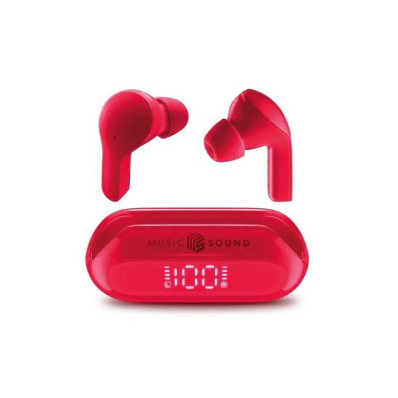 Auricolari Bluetooth TWS SLIDE Music Sound Rosso BTMSTWSSLIDER