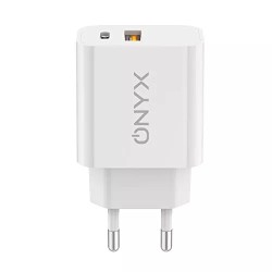 Carica Batteria Da Rete Ricarica Rapida USB-C + USB-A 20W ONYX CM1 Bianco